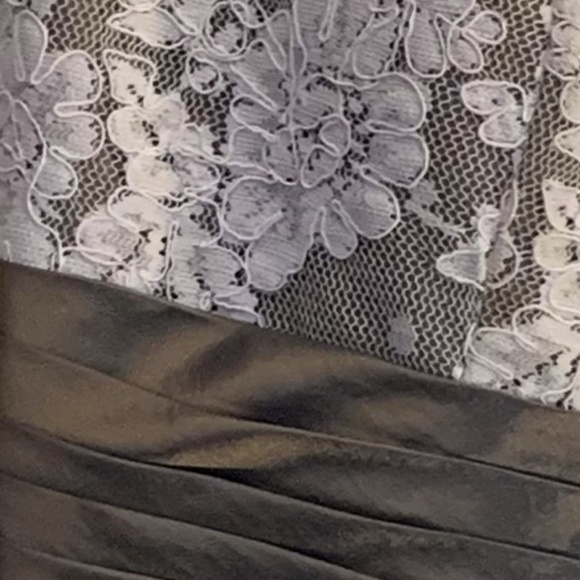 White Lace Bodice with Olive Green Satin Skirt - Picture 8 of 8